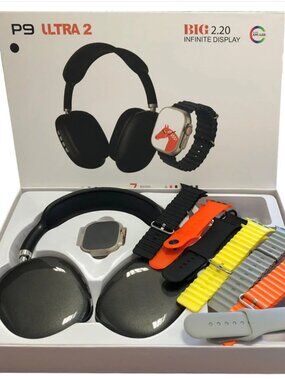 P9 Ultra 2 Smart Watch W/7 Bands With Headphone(Black)( Not Apple)
